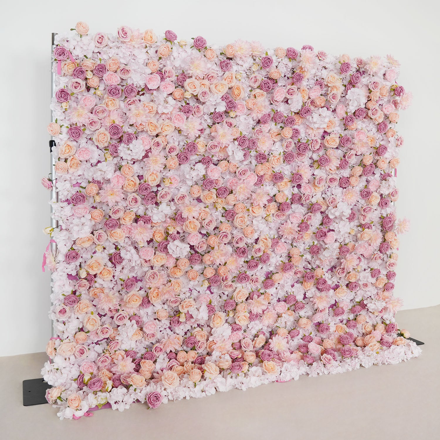 Uflower Artificial Pink Champagne Rose 5D Wedding Flower Wall